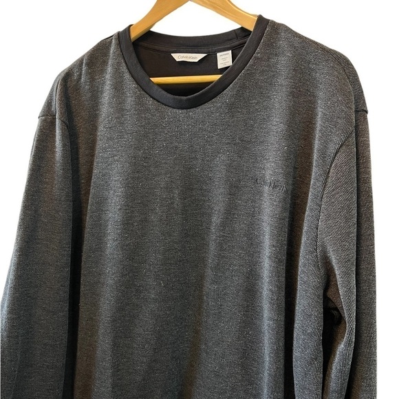MENS CALVIN KLEIN Grey Ribbed Long Sleeve Crew Neck Pullover Sweat Shirt XXL - Picture 2 of 7